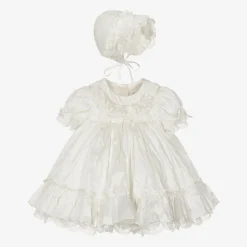 Sarah Louise Dresses*Baby Ivory Silk Dress Set