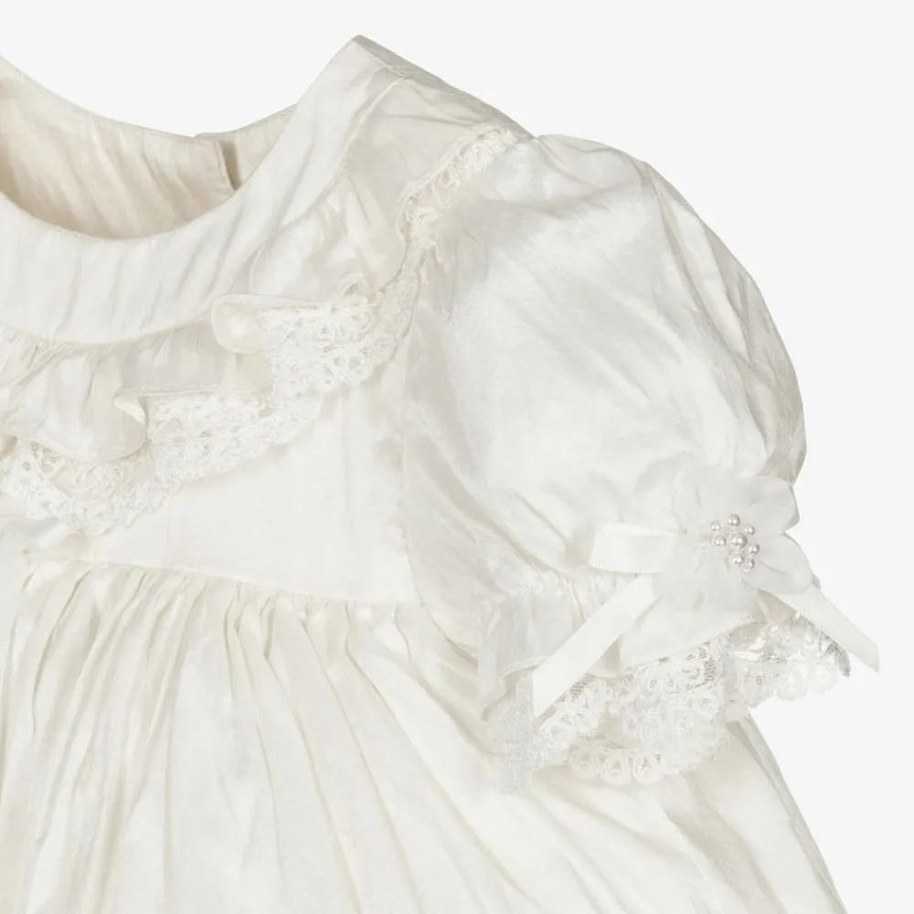 Sarah Louise Dresses*Baby Ivory Silk Dress Set