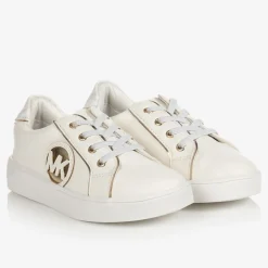 Michael Kors Kids Trainers*Baby White & Gold Logo Trainers