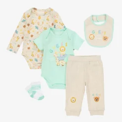 Guess Gifts|Babysuits*Beige & Green Cotton Babysuit Set