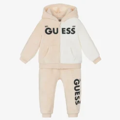 Guess Tracksuits|Tracksuits*Beige & Ivory Faux Fur Baby Tracksuit