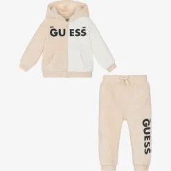 Guess Tracksuits|Tracksuits*Beige & Ivory Faux Fur Baby Tracksuit