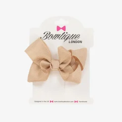 Bowtique London Hair Accessories*Beige Bow Hair Clip (7cm) Tan