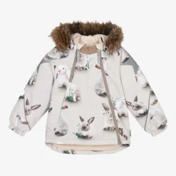 Molo Snowwear*Beige Bunny Rabbit Padded Ski Jacket