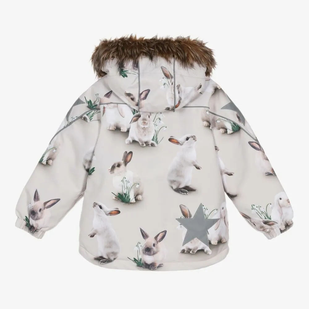 Molo Snowwear*Beige Bunny Rabbit Padded Ski Jacket
