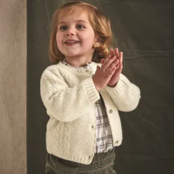 Babidu Tops*Beige Cable Knit Cardigan