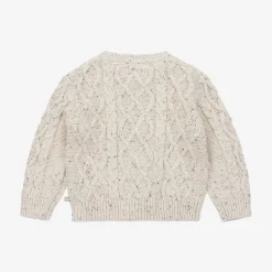 The Little Tailor Tops*Beige Cable Knit Cotton Cardigan