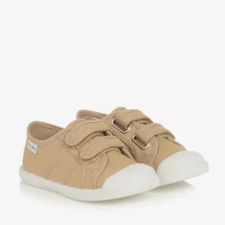 Pisamonas Trainers*Beige Canvas Velcro Trainers