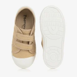 Pisamonas Trainers*Beige Canvas Velcro Trainers