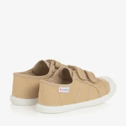 Pisamonas Trainers*Beige Canvas Velcro Trainers