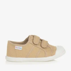 Pisamonas Trainers*Beige Canvas Velcro Trainers