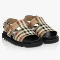 Burberry Sandals*Beige Check Leather Sandals