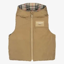 Burberry Coats & Jackets*Beige Check Reversible Down Gilet