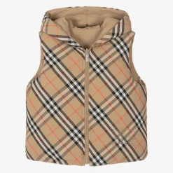 Burberry Coats & Jackets*Beige Check Reversible Down Gilet SandCheck