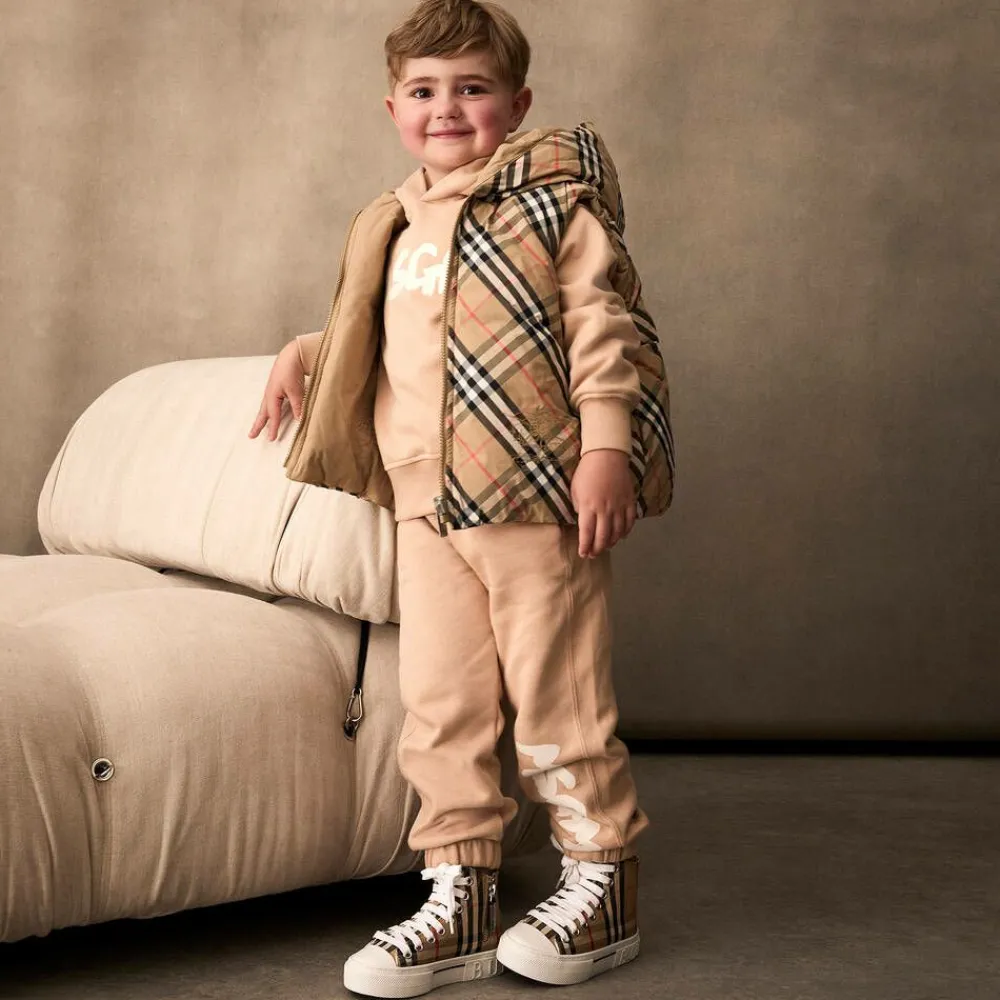 Burberry Coats & Jackets*Beige Check Reversible Down Gilet SandCheck