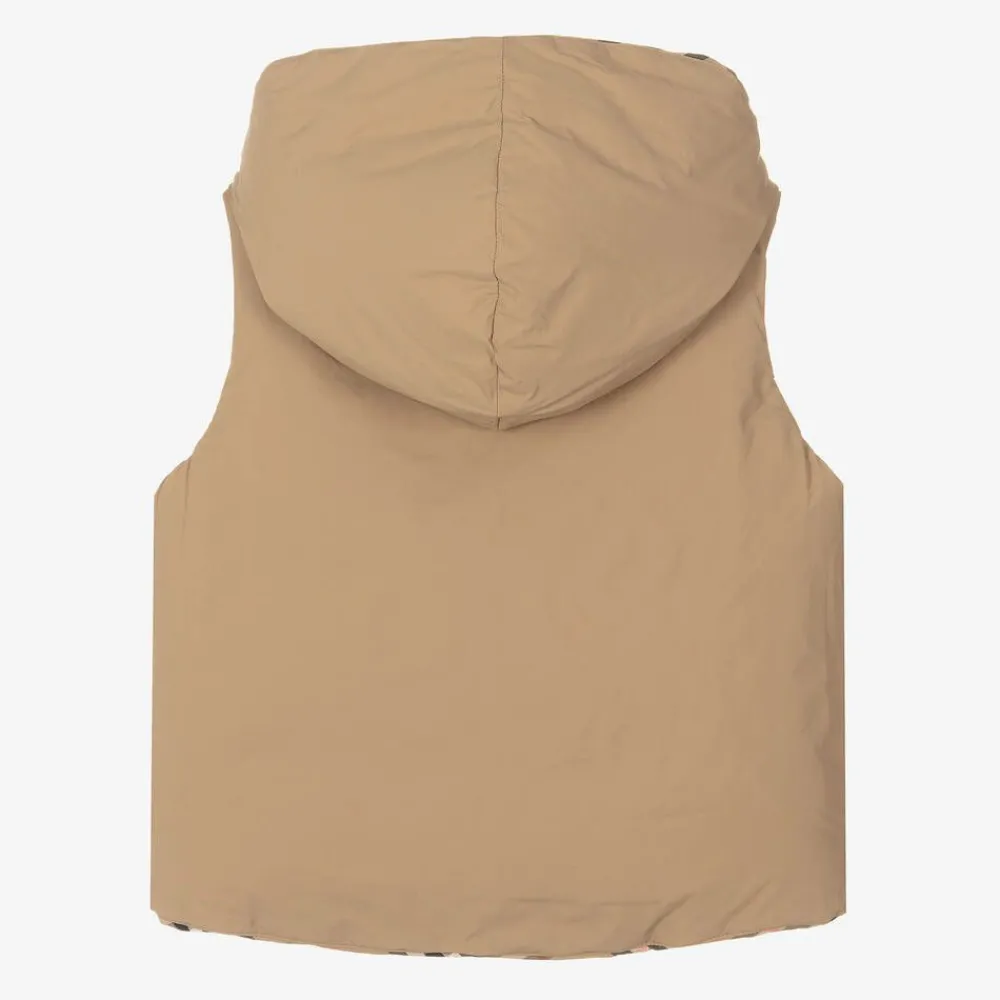 Burberry Coats & Jackets*Beige Check Reversible Down Gilet SandCheck