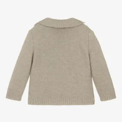 Foque Tops*Beige Cotton & Wool Knitted Cardigan