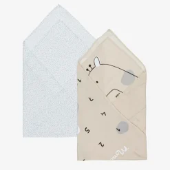 Mayoral Sleeping Accessories*Beige Cotton Baby Milestone Swaddles (2 Pack)