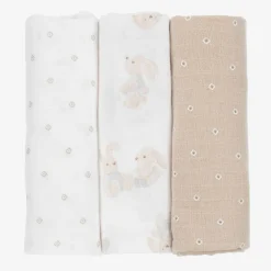 Mayoral Feeding Accessories*Beige Cotton Baby Muslins (3 Pack)