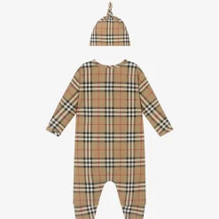 Burberry Gifts|Babysuits*Beige Cotton Babygrow Gift Set