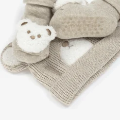 Mayoral Newborn Hats*Beige Cotton Bear Baby Hat Set