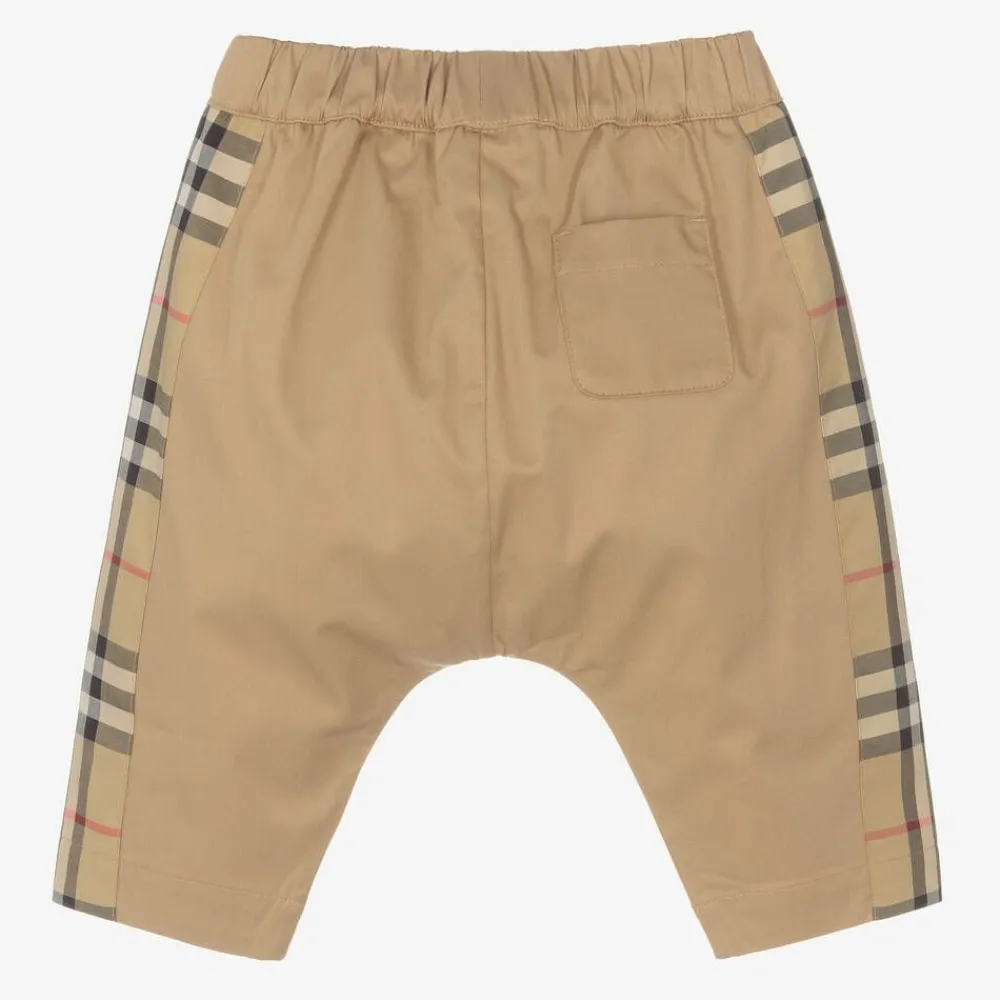 Burberry Trousers|Trousers*Beige Cotton Checked Baby Trousers