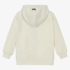 DKNY Tops*Beige Cotton Hooded Zip-Up Top