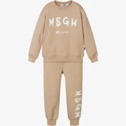 MSGM Tracksuits|Tracksuits*Beige Cotton Jersey Tracksuit