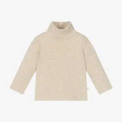 1 + in the family Tops*Beige Cotton Knit Turtleneck Baby Sweater