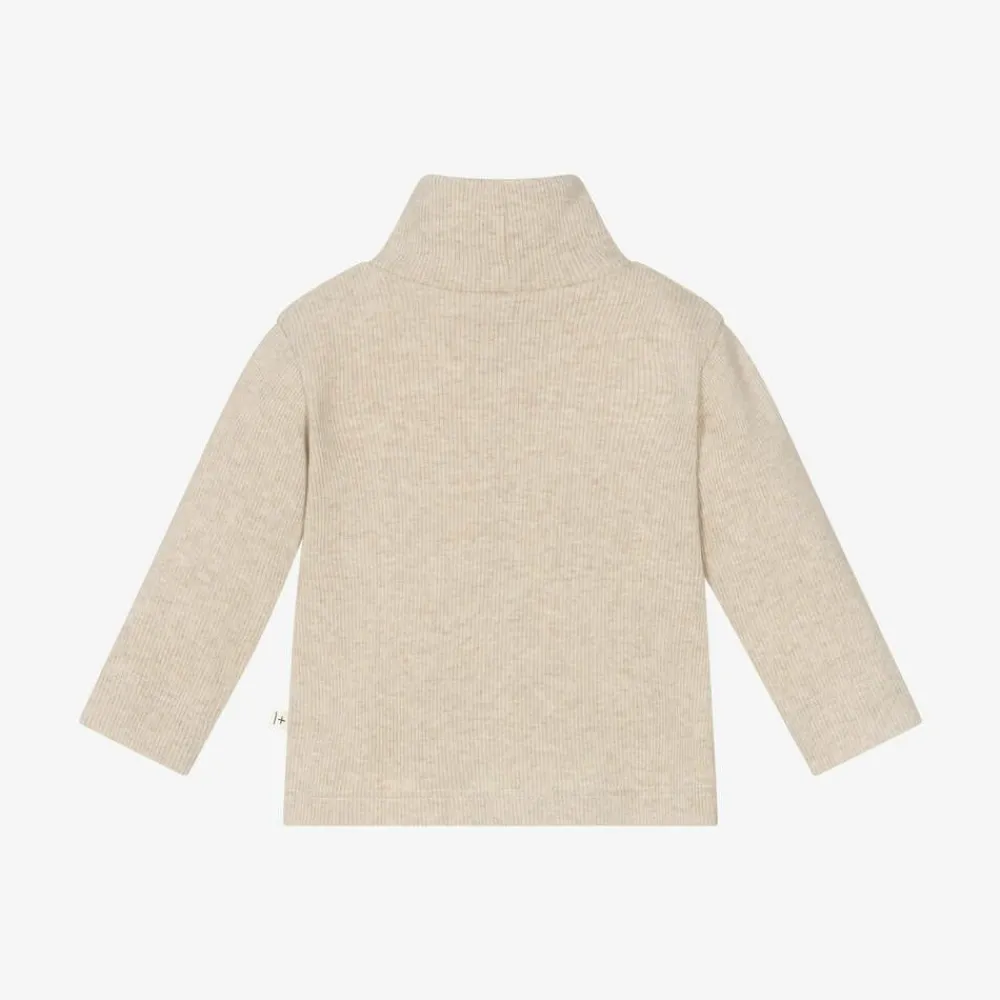 1 + in the family Tops*Beige Cotton Knit Turtleneck Baby Sweater