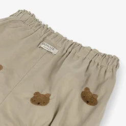 Donsje Shorts|Shorts*Beige Embroidered Cotton Teddy Bear Shorts DustyGreen