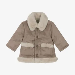 Mayoral Newborn Coats & Jackets*Beige Faux Suede Baby Coat