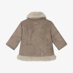 Mayoral Newborn Coats & Jackets*Beige Faux Suede Baby Coat