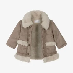 Mayoral Newborn Coats & Jackets*Beige Faux Suede Baby Coat