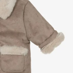 Mayoral Newborn Coats & Jackets*Beige Faux Suede Baby Coat