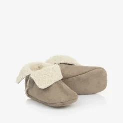 Paz Rodríguez Pre Walkers|Pre Walkers*Beige Faux Suede Pre-Walker Shoes