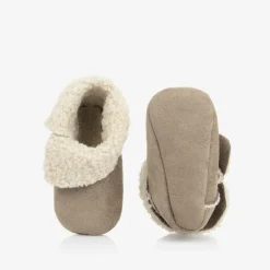Paz Rodríguez Pre Walkers|Pre Walkers*Beige Faux Suede Pre-Walker Shoes