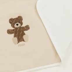 Fendi Gifts*Beige FF Teddy Bear Padded Blanket (80cm)
