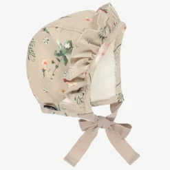 Elodie Hats*Beige Floral Cotton Bonnet