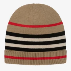 Burberry Hats*Beige Icon Stripe Beanie
