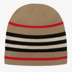 Burberry Hats*Beige Icon Stripe Beanie