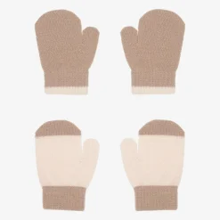 Molo Gloves & Mittens|Gloves & Mittens*Beige Knitted Baby Mittens (2 pack) CrystalGray