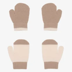 Molo Gloves & Mittens|Gloves & Mittens*Beige Knitted Baby Mittens (2 pack) CrystalGray