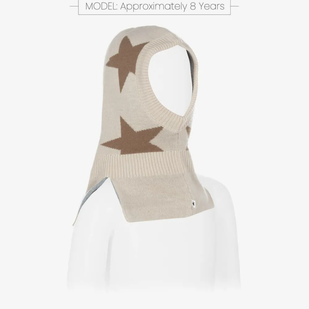 Molo Hats*Beige Knitted Star Balaclava