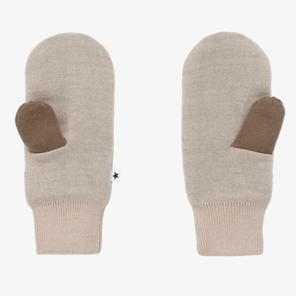 Molo Gloves & Mittens|Gloves & Mittens*Beige Knitted Star Mittens