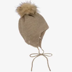 Mebi Hats*Beige Knitted Wool & Alpaca Pom-Pom Hat