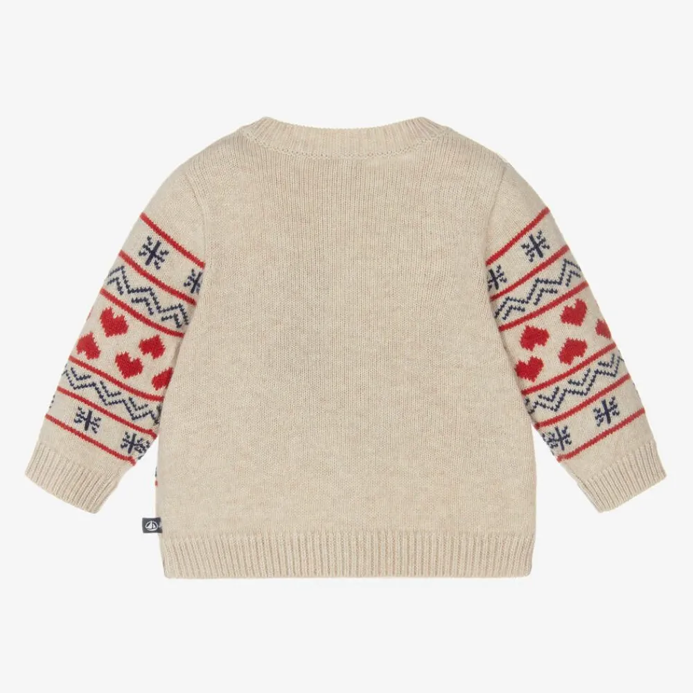 Petit Bateau Tops*Beige Knitted Wool Cardigan
