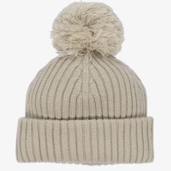 Elodie Hats*Beige Knitted Wool Pom-Pom Hat