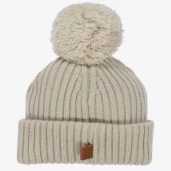 Elodie Hats*Beige Knitted Wool Pom-Pom Hat