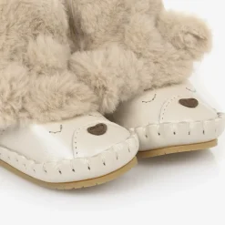 Donsje Pre Walkers|Pre Walkers*Beige Leather & Faux Fur Poodle Pre-Walkers LightBeige